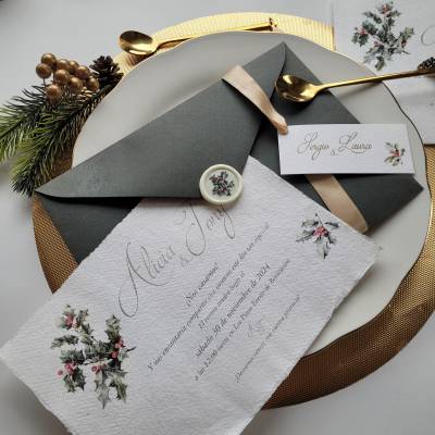 Papel Artesanal Acebo Navidad